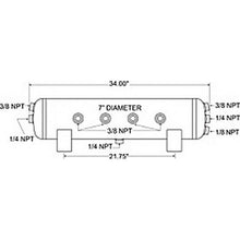 Load image into Gallery viewer, Firestone Air Tank 5 Gallon 7in. x 34in. (6) 3/8in. NPT Ports 150 PSI Max - Black (WR17609242) Air Tanks Firestone