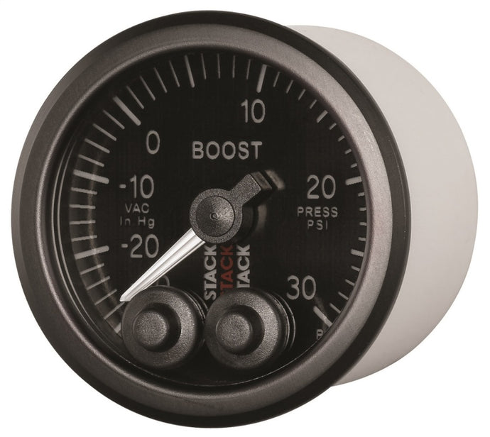 Autometer Stack Instruments 52mm -30INHG To +30PSI Pro Control Boost Pressure Gauge - Black Gauges AutoMeter   
