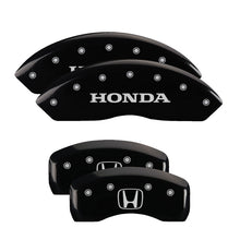 Load image into Gallery viewer, MGP 4 Caliper Covers Engraved Front Honda Engraved Rear H Logo Black finish silver ch Caliper Covers MGP