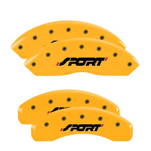 Load image into Gallery viewer, MGP 4 Caliper Covers Engraved Front & Rear SPORT Yellow finish black ch Caliper Covers MGP
