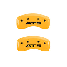 Load image into Gallery viewer, MGP 4 Caliper Covers Engraved Front Cadillac Engraved Rear ATS Yellow finish black ch Caliper Covers MGP