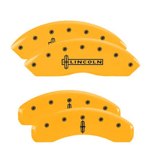 Load image into Gallery viewer, MGP 4 Caliper Covers Engraved Front & Rear MGP Yellow Finish Black Char 2004 Cadillac Escalade EXt Caliper Covers MGP