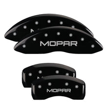 Load image into Gallery viewer, MGP 4 Caliper Covers Engraved Front & Rear MOPAR Black finish silver ch Caliper Covers MGP