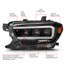 Load image into Gallery viewer, ANZO 16-22 Toyota Tacoma SR/SR5 ONLY Full LED Proj Headlights w/Light Bar Seq. Blk w/Initiation Lgt Headlights ANZO