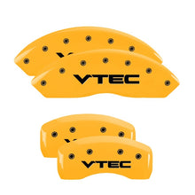 Load image into Gallery viewer, MGP 4 Caliper Covers Engraved Front & Rear Vtech Yellow finish black ch Caliper Covers MGP