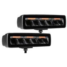 Load image into Gallery viewer, Go Rhino Xplor Blackout Combo Series Sixline LED Spot Lights w/Amber (Surface Mount) - Blk (Pair) Light Bars & Cubes Go Rhino
