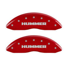 Load image into Gallery viewer, MGP 4 Caliper Covers Engraved Front & Rear Hummer Red finish silver ch Caliper Covers MGP