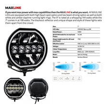 Load image into Gallery viewer, Go Rhino Xplor Blackout Series Maxline LED Hi/Low Beam w/Multi DRL (Surface Mount) 7in. - Blk Light Bars & Cubes Go Rhino