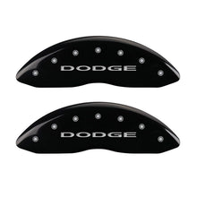 Load image into Gallery viewer, MGP Front set 2 Caliper Covers Engraved Front With out stripes/Dodge Black finish silver ch Caliper Covers MGP