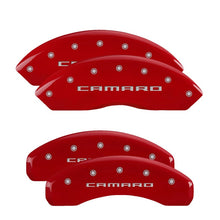 Load image into Gallery viewer, MGP 4 Caliper Covers Engraved Front & Rear MGP Red finish silver ch Caliper Covers MGP