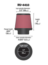 Load image into Gallery viewer, K&N Filter Universal Rubber Filter 3 1/2 inch Flange 4 5/8 inch Base 3 1/2 inch Top 3 inch Height Air Filters - Universal Fit K&N Engineering