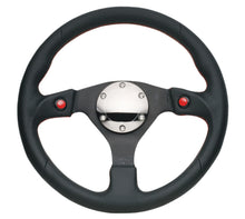 Load image into Gallery viewer, NRG Reinforced Steering Wheel (320mm) Blk Leather w/Dual Buttons Steering Wheels NRG