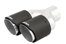Load image into Gallery viewer, MBRP 3in ID / Dual 4in OD Out Staggered L 9.87in / R 9.37in Dual Wall Carbon Fiber Univ Exhaust Tip Tips MBRP