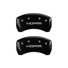 Load image into Gallery viewer, MGP 4 Caliper Covers Engraved Front & Rear MOPAR Black finish silver ch Caliper Covers MGP