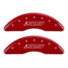Load image into Gallery viewer, MGP 4 Caliper Covers Engraved Front & Rear Gen 5/SS Red finish silver ch Caliper Covers MGP