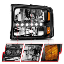 Load image into Gallery viewer, ANZO 2000-2004 Ford Excursion Crystal Headlights Black w/ LED 1pc Headlights ANZO