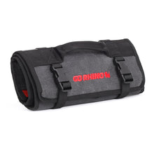Load image into Gallery viewer, Go Rhino XVenture Gear Tool Roll - Small (4x4in. Closed) 12oz Waxed Canvas - Black Cargo Boxes & Bags Go Rhino
