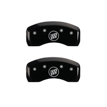 Load image into Gallery viewer, MGP 4 Caliper Covers Engraved Front Buick Engraved Rear Buick Shield Black finish silver ch Caliper Covers MGP