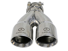Load image into Gallery viewer, aFe Takeda 2.5in 304 Stainless Steel Clamp-on Exhaust Tip 2.5in Inlet 3in Dual Outlet - Polished Tips aFe