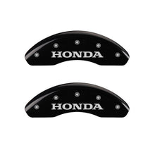 Load image into Gallery viewer, MGP Front set 2 Caliper Covers Engraved Front Honda Black finish silver ch Caliper Covers MGP