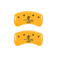 Load image into Gallery viewer, MGP Rear set 2 Caliper Covers Engraved Rear GT350 Shelby & Cobra Yellow finish black ch Caliper Covers MGP