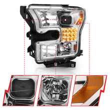 Load image into Gallery viewer, ANZO 15-17 Ford F-150 Proj Headlights w/ Plank Style Design Chrome w/ Amber Sequential Turn Signal Headlights ANZO
