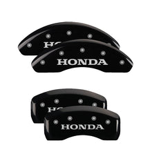 Load image into Gallery viewer, MGP 4 Caliper Covers Engraved Front & Rear Honda Black Finish Silver Char 2018 Honda Accord Caliper Covers MGP