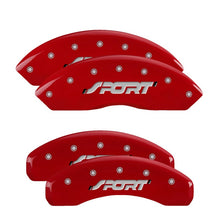 Load image into Gallery viewer, MGP 4 Caliper Covers Engraved Front & Rear Oval logo/Ford Red finish silver ch Caliper Covers MGP
