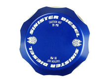 Load image into Gallery viewer, Sinister Diesel 17-19 Ford Powerstroke Coolant Reservoir Degas Bottle Cap - Blue Oil Caps Sinister Diesel