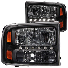 Load image into Gallery viewer, ANZO 2000-2004 Ford Excursion Crystal Headlights Black w/ LED 1pc Headlights ANZO