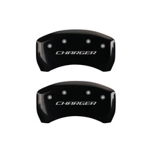 Load image into Gallery viewer, MGP 4 Caliper Covers Engraved Front & Rear Block/Charger Black finish silver ch Caliper Covers MGP