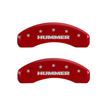 Load image into Gallery viewer, MGP 4 Caliper Covers Engraved Front & Rear Hummer Red finish silver ch Caliper Covers MGP