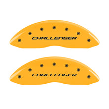 Load image into Gallery viewer, MGP 4 Caliper Covers Engraved Front & Rear Block/Challenger Yellow finish black ch Caliper Covers MGP