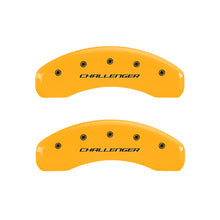 Load image into Gallery viewer, MGP 4 Caliper Covers Engraved Front & Rear Block/Challenger Yellow finish black ch Caliper Covers MGP