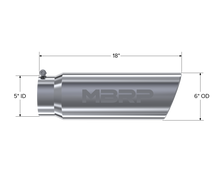 Load image into Gallery viewer, MBRP Universal Tip 6in OD Angled Rolled End 5in Inlet 18in Lgth T304 Exhaust Steel Tubing MBRP