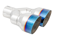 Load image into Gallery viewer, MBRP Burnt End Tip 2.5 ID Dual 4 OD Out 9.5 length Single wall 304 Stainless Steel Driver Side Tail Pipes MBRP