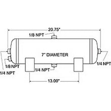 Load image into Gallery viewer, Firestone Air Tank 3 Gallon 7in. x 20.75in. (3) 1/4in. NPT Ports 150 PSI Max - Black (WR17609245) Air Tanks Firestone