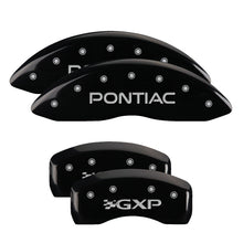 Load image into Gallery viewer, MGP 4 Caliper Covers Engraved Front & Rear Pontiac Black finish silver ch Caliper Covers MGP