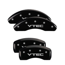 Load image into Gallery viewer, MGP 4 Caliper Covers Engraved Front & Rear Vtech Black finish silver ch Caliper Covers MGP
