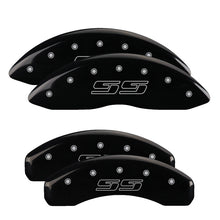 Load image into Gallery viewer, MGP 4 Caliper Covers Engraved Front & Rear Avalanche style/SS Black finish silver ch Caliper Covers MGP
