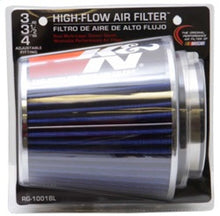Load image into Gallery viewer, K&N Universal Air Filter Chrome Round Tapered Blue - 4in Flange ID x 1.125in Flange Length x 5.5in H Air Filters - Universal Fit K&N Engineering