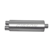 Load image into Gallery viewer, Gibson SFT Superflow Dual/Offset Round Muffler - 8x24in/2.5in Inlet/3in Outlet - Stainless Muffler Gibson