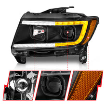 Load image into Gallery viewer, ANZO 11-13 Jeep Grand Cherokee (Factory Halogen Only) Projector Headlights w/Light Bar Swtchbk Black Headlights ANZO