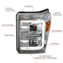 Load image into Gallery viewer, ANZO 11-16 Ford F-250/F-350/F-450 Projector Headlights w/ Plank Style Switchback Chrome w/Amber Headlights ANZO