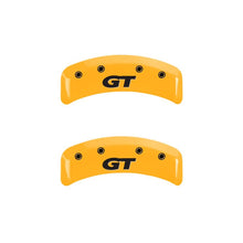 Load image into Gallery viewer, MGP 4 Caliper Covers Engraved Front Mustang Rear Sn95/Gt Yellow Finish Black Char 2001 Ford Mustang Caliper Covers MGP