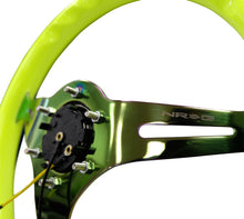 Load image into Gallery viewer, NRG Classic Wood Grain Steering Wheel (350mm) Neon Yellow Color w/Neochrome Spokes Steering Wheels NRG