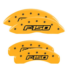 Load image into Gallery viewer, MGP 4 Caliper Covers Engraved Front & Rear Oval Logo/Ford Yellow Finish Black Char 2013 Ford F-150 Caliper Covers MGP