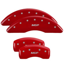 Load image into Gallery viewer, MGP 4 Caliper Covers Engraved Front & Rear MGP Red finish silver ch Caliper Covers MGP