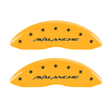 Load image into Gallery viewer, MGP 4 Caliper Covers Engraved Front & Rear Avalanche Yellow finish black ch Caliper Covers MGP