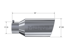 Load image into Gallery viewer, MBRP Universal Tip 8in OD Rolled End 5in Inlet 18in Length T304 Steel Tubing MBRP
